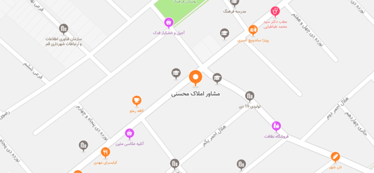 موقعیت املاک محسنیه باجک قم روی نقشه